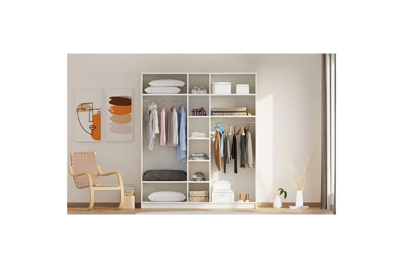 Ivon Garderobe 175x184 cm - Mat Hvid - Opbevaring - Tøjopbevaring - Garderobeskabe
