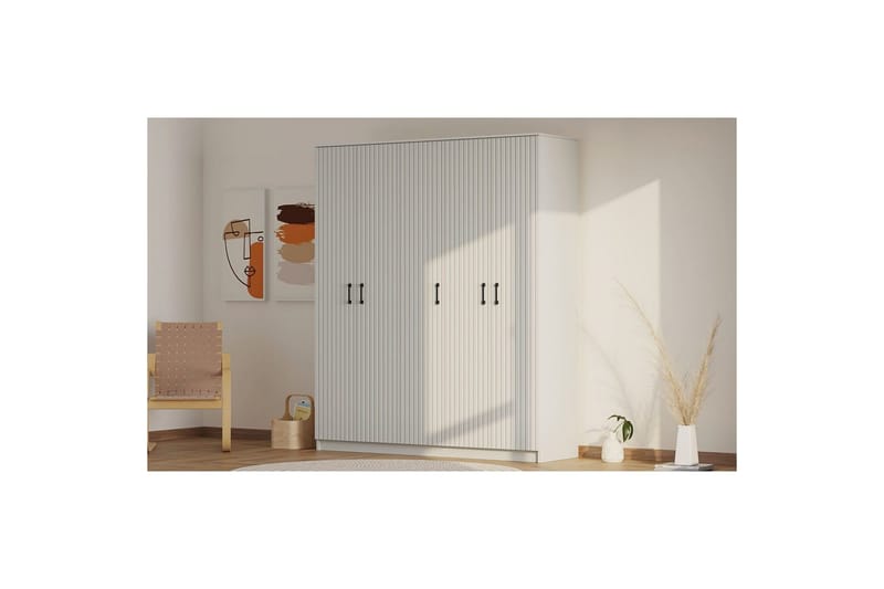 Ivon Garderobe 175x210 cm - Mat Hvid - Opbevaring - Tøjopbevaring - Garderobeskabe