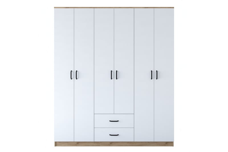 Jabhar Garderobe 180x210 cm Brun/Hvid - Hanah Home - Opbevaring - Tøjopbevaring - Garderobeskabe