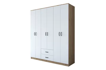 Jabhar Garderobe 180x210 cm Brun/Hvid - Hanah Home - Opbevaring - Tøjopbevaring - Garderobeskabe