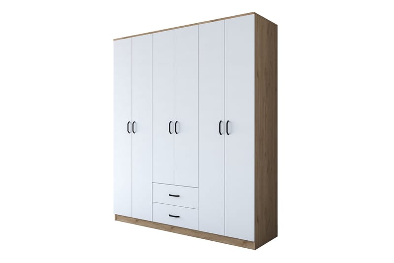 Jabhar Garderobe 180x210 cm Brun/Hvid - Hanah Home - Opbevaring - Tøjopbevaring - Garderobeskabe