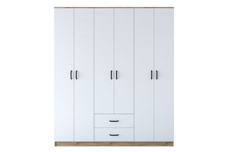 Jabhar Garderobe 180x210 cm Brun/Hvid, Hanah Home