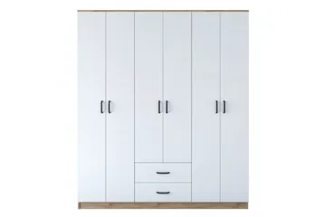 Jabhar Garderobe 180x210 cm Brun/Hvid - Hanah Home - Opbevaring - Tøjopbevaring - Garderobeskabe