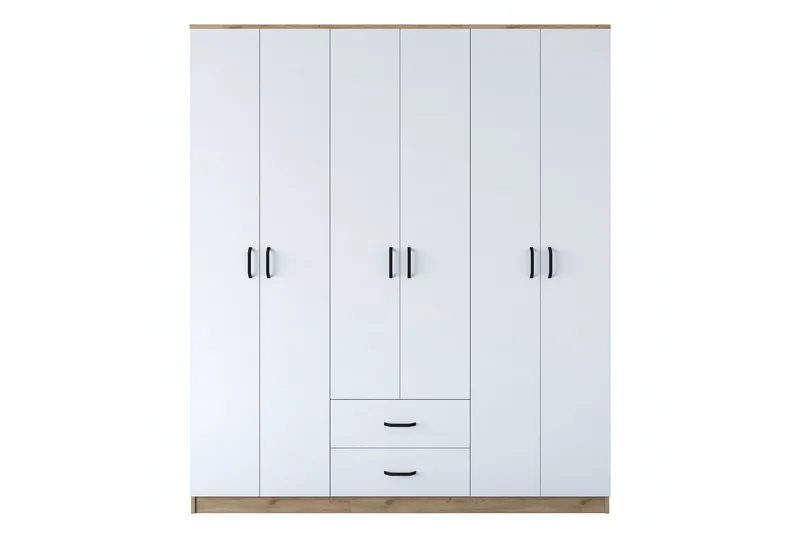 Jabhar Garderobe 180x210 cm Brun/Hvid, Hanah Home