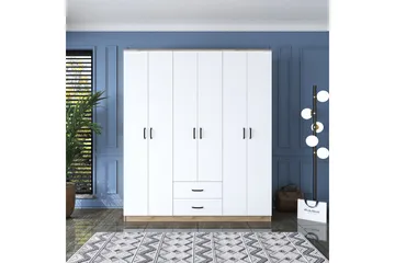 Jabhar Garderobe 180x210 cm Brun/Hvid - Hanah Home - Opbevaring - Tøjopbevaring - Garderobeskabe