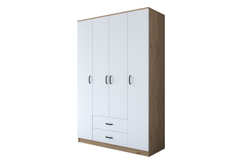 Jabir Garderobe 140x210 cm Brun/Hvid - Hanah Home - Opbevaring - Tøjopbevaring - Garderobeskabe