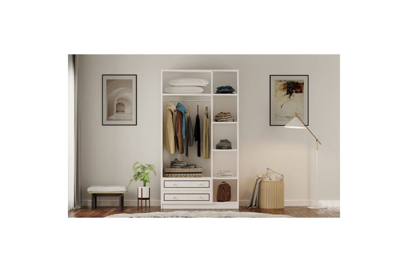 Javric Garderobesskåp 105x180 cm - Mat Hvid - Opbevaring - Tøjopbevaring - Garderobeskabe - Garderobeskab & klædeskab