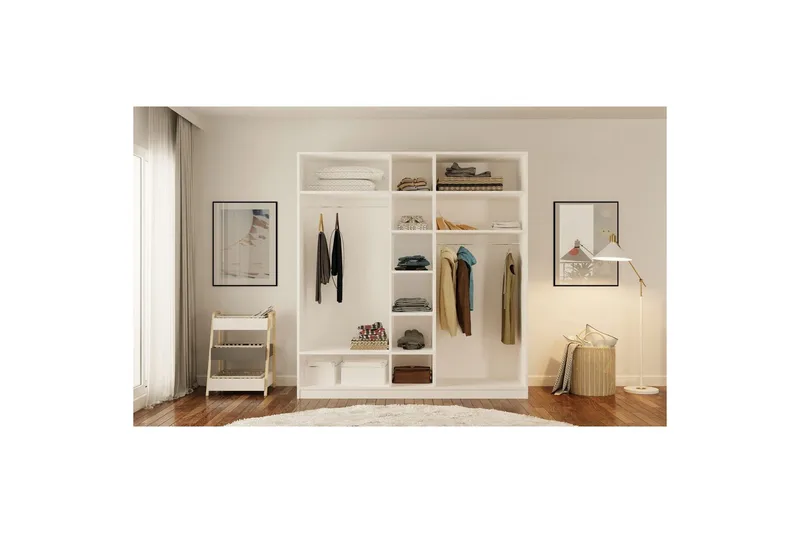 Javric Garderobesskåp 175x180 cm - Mat Hvid - Opbevaring - Tøjopbevaring - Garderobeskabe - Garderobeskab & klædeskab