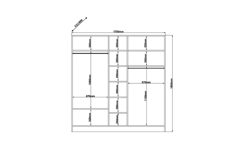 Javric Garderobesskåp 175x180 cm - Mat Hvid - Opbevaring - Tøjopbevaring - Garderobeskabe - Garderobeskab & klædeskab