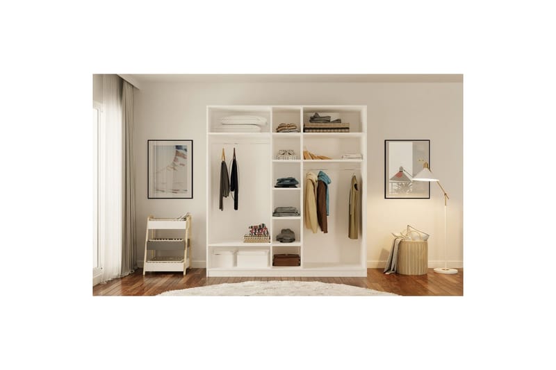 Javric Garderobesskåp 175x180 cm - Mat Hvid - Opbevaring - Tøjopbevaring - Garderobeskabe - Garderobeskab & klædeskab