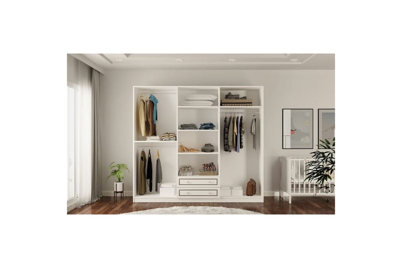 Javric Garderobesskåp 210x180 cm - Mat Hvid - Opbevaring - Tøjopbevaring - Garderobeskabe - Garderobeskab & klædeskab