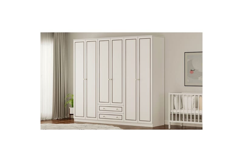 Javric Garderobesskåp 210x180 cm - Mat Hvid - Opbevaring - Tøjopbevaring - Garderobeskabe - Garderobeskab & klædeskab