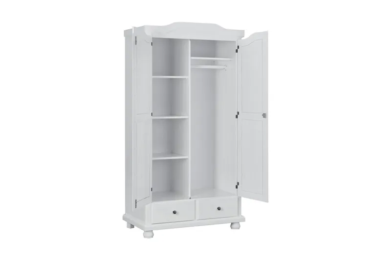 Joaninha Garderobe 104 cm - Hvid - Opbevaring - Tøjopbevaring - Garderobeskabe