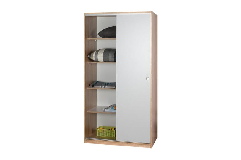Jovel Garderobeskab 94x182 cm - Hvid/Koralrosa - Opbevaring - Tøjopbevaring - Garderobeskabe