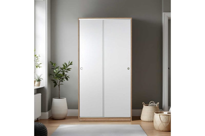 Jovel Garderobeskab 94x182 cm - Hvid/Koralrosa - Opbevaring - Tøjopbevaring - Garderobeskabe