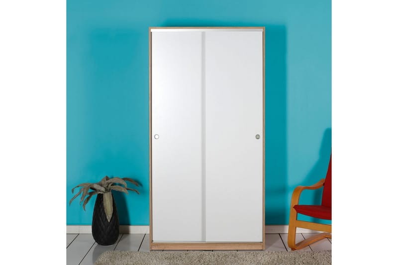 Jovel Garderobeskab 94x182 cm - Hvid/Koralrosa - Opbevaring - Tøjopbevaring - Garderobeskabe