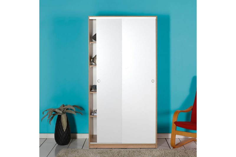 Jovel Garderobeskab 94x182 cm - Hvid/Koralrosa - Opbevaring - Tøjopbevaring - Garderobeskabe