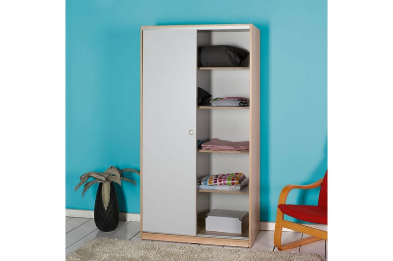 Jovel Garderobeskab 94x182 cm - Hvid/Koralrosa - Opbevaring - Tøjopbevaring - Garderobeskabe