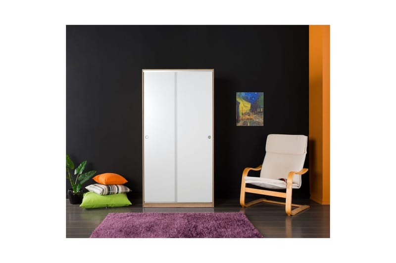 Jovel Garderobeskab 94x182 cm - Hvid/Koralrosa - Opbevaring - Tøjopbevaring - Garderobeskabe