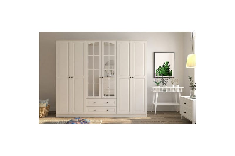 Jovric Garderobe 210x184 cm - Mat Hvid - Opbevaring - Tøjopbevaring - Garderobeskabe