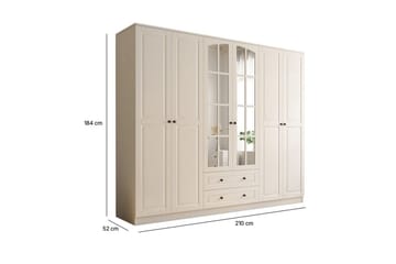 Jovric Garderobe 210x184 cm - Mat Hvid - Opbevaring - Tøjopbevaring - Garderobeskabe