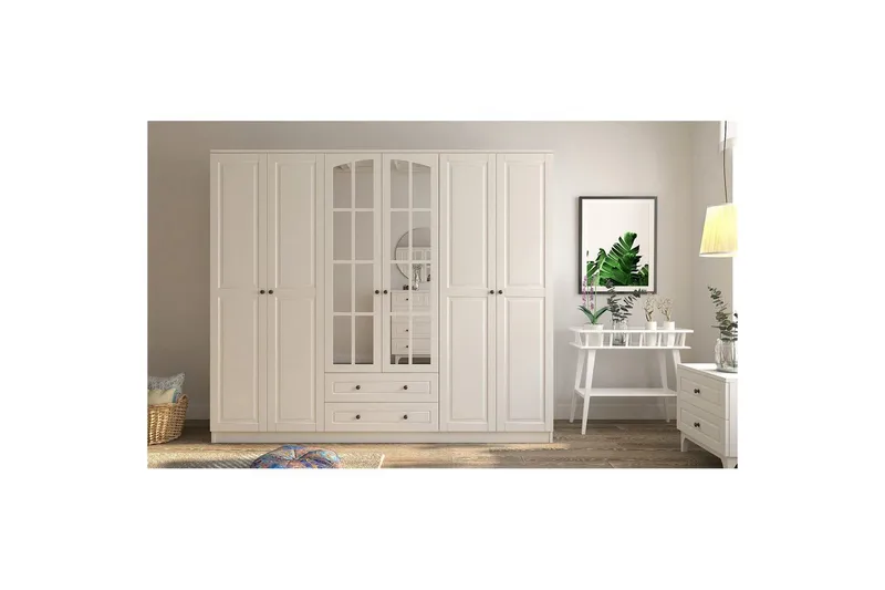 Jovric Garderobe 210x184 cm - Mat Hvid - Opbevaring - Tøjopbevaring - Garderobeskabe