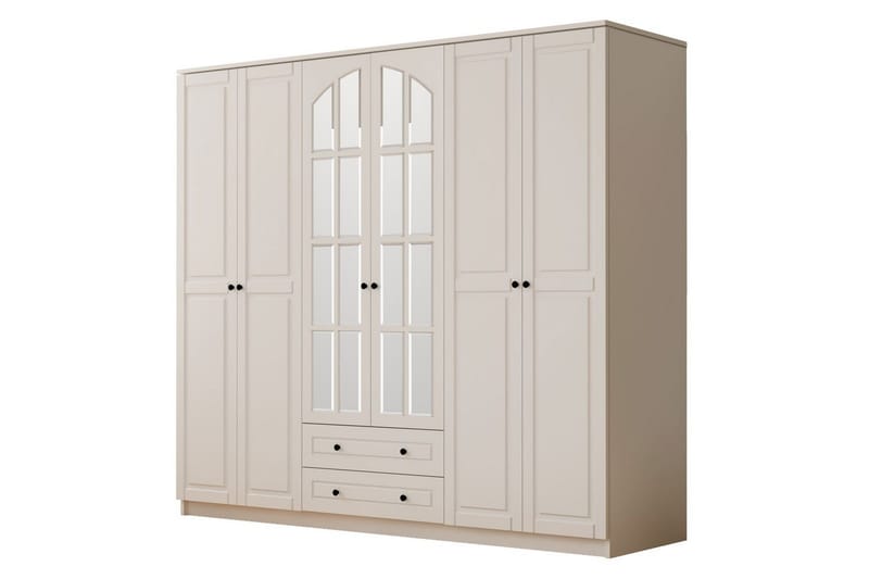 Jovric Garderobe 210x210 cm, Mat Hvid