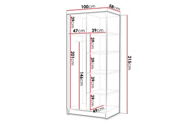 Julissa Garderobe 100 cm - Sort - Opbevaring - Tøjopbevaring - Garderobeskabe