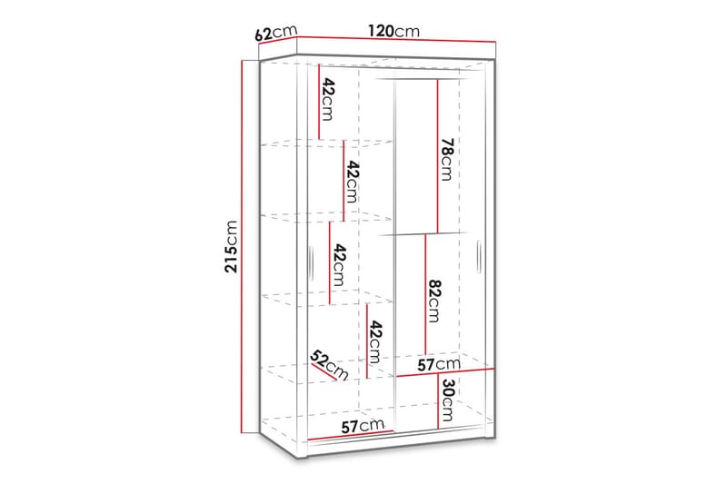 Julissa Garderobe 120 cm - Hvid - Opbevaring - Tøjopbevaring - Garderobeskabe - Garderobeskab & klædeskab