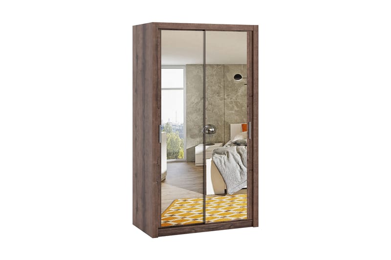 Julissa Garderobe 120 cm med Spejl - Natur - Opbevaring - Tøjopbevaring - Garderobeskabe