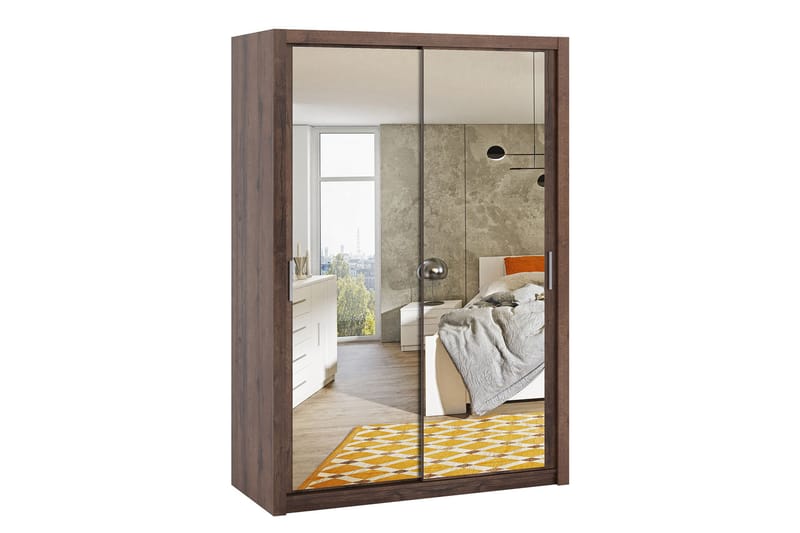 Julissa Garderobe 150 cm med Spejl - Natur - Opbevaring - Tøjopbevaring - Garderobeskabe
