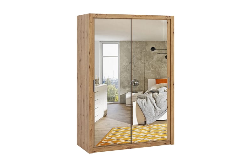 Julissa Garderobe 150 cm med Spejl - Natur - Opbevaring - Tøjopbevaring - Garderobeskabe