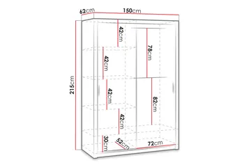 Julissa Garderobe 150 cm med Spejl - Natur - Opbevaring - Tøjopbevaring - Garderobeskabe