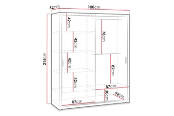 Julissa Garderobe 180 cm med Spejl - Natur - Opbevaring - Tøjopbevaring - Garderobeskabe