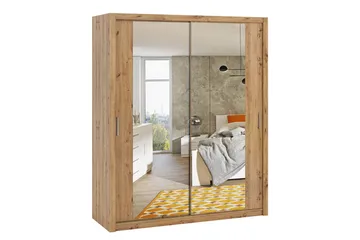 Julissa Garderobe 180 cm med Spejl - Natur - Opbevaring - Tøjopbevaring - Garderobeskabe