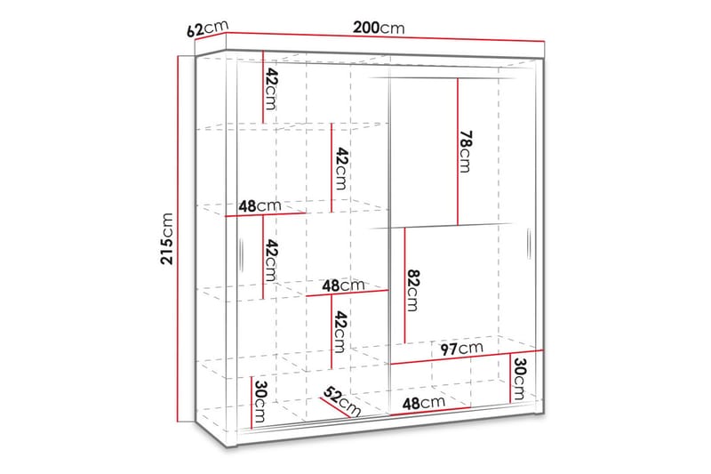 Julissa Garderobe 200 cm - Hvid - Opbevaring - Tøjopbevaring - Garderobeskabe - Garderobeskab & klædeskab