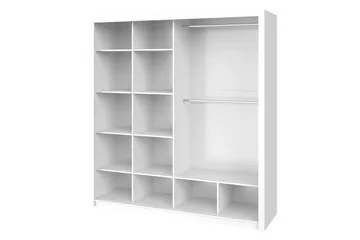 Julissa Garderobe 200 cm med Spejl - Hvid - Opbevaring - Tøjopbevaring - Garderobeskabe