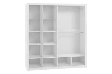 Julissa Garderobe 220 cm med Spejl - Hvid - Opbevaring - Tøjopbevaring - Garderobeskabe
