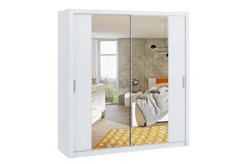 Julissa Garderobe 220 cm med Spejl - Hvid - Opbevaring - Tøjopbevaring - Garderobeskabe