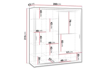 Julissa Garderobeskab 200 cm i Træ - Brun - Opbevaring - Tøjopbevaring - Garderobeskabe