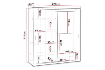 Julissa Garderobeskab 220 cm i Lyst Træ - Beige - Opbevaring - Tøjopbevaring - Garderobeskabe