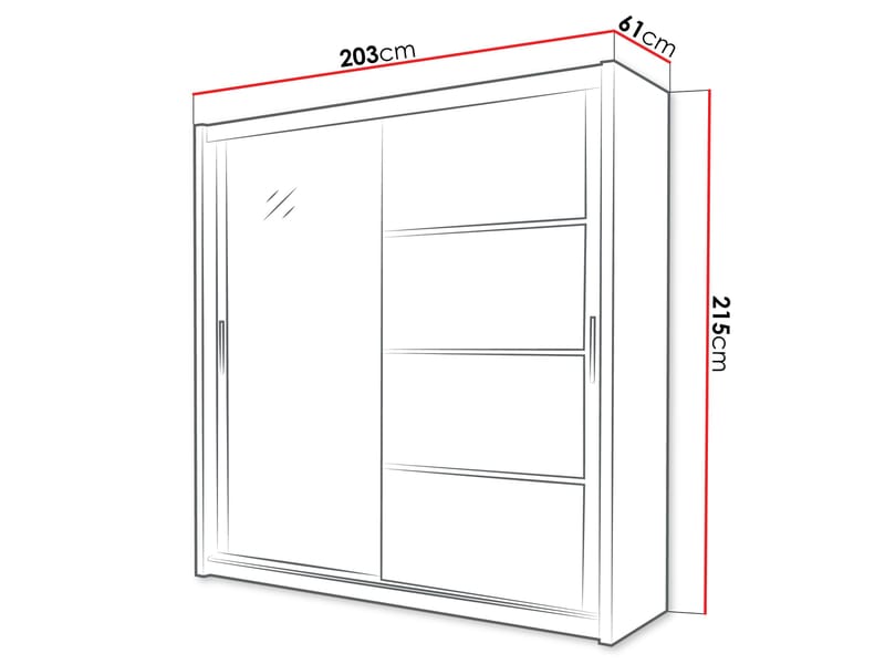 Juniper Garderobeskab med spejl 203x215 cm - hvid - Opbevaring - Tøjopbevaring - Garderobeskabe - Garderobeskab & klædeskab