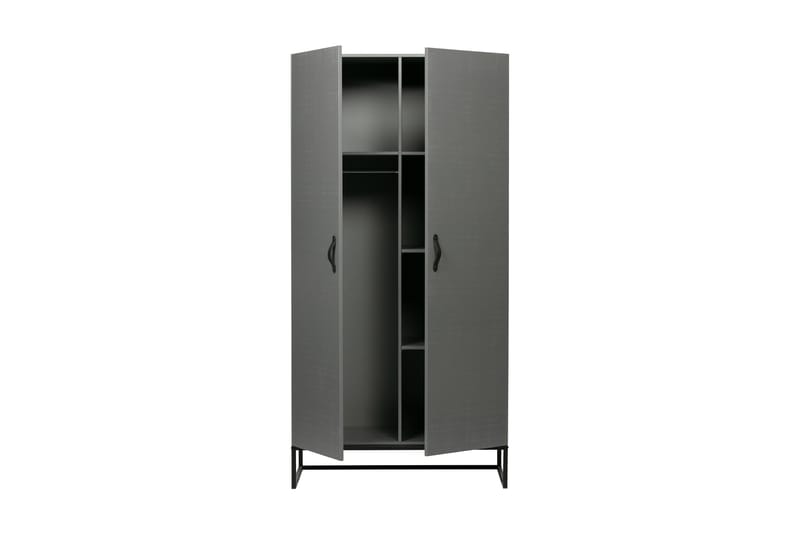 Kahe Garderobe 100x195 cm - Grå/Sort - Opbevaring - Tøjopbevaring - Garderobeskabe