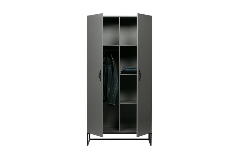 Kahe Garderobe 100x195 cm - Grå/Sort - Opbevaring - Tøjopbevaring - Garderobeskabe