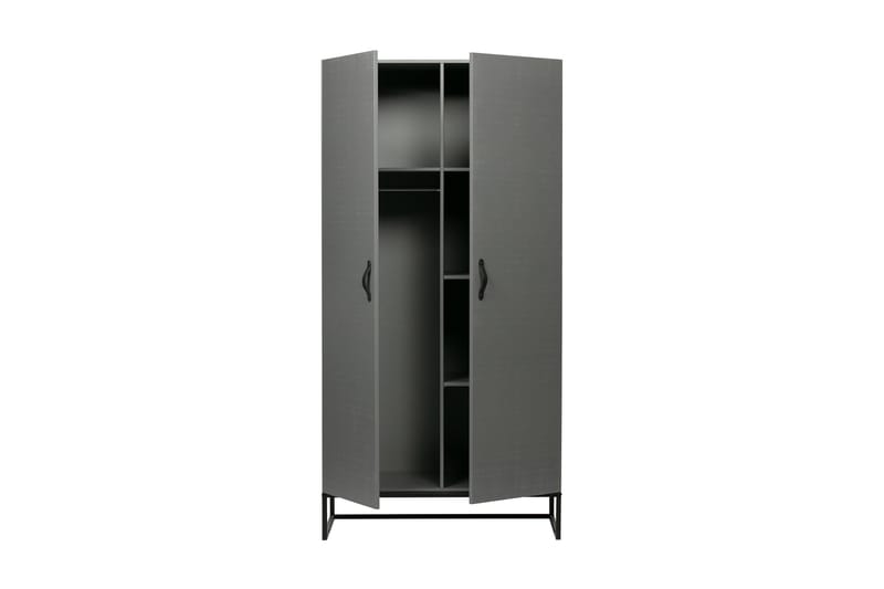 Kahe Garderobe 100x195 cm - Grå/Sort - Opbevaring - Tøjopbevaring - Garderobeskabe
