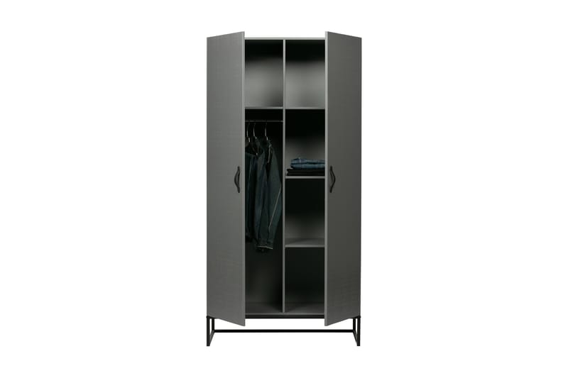 Kahe Garderobe 100x195 cm - Grå/Sort - Opbevaring - Tøjopbevaring - Garderobeskabe