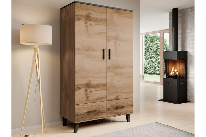 Kardos Garderobe 110 cm - Natur/Sort - Opbevaring - Tøjopbevaring - Garderobeskabe