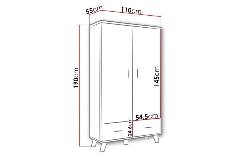 Kardos Garderobe 110 cm - Natur/Sort - Garderobeskabe - Garderobeskab & klædeskab