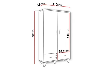 Kardos Garderobe 110 cm - Natur/Sort - Opbevaring - Tøjopbevaring - Garderobeskabe