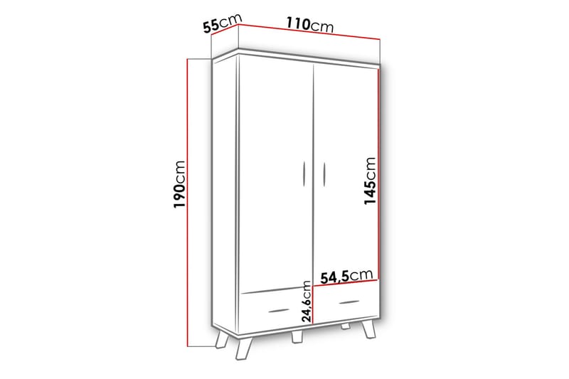 Kardos Garderobe 110 cm - Natur/Sort - Opbevaring - Tøjopbevaring - Garderobeskabe